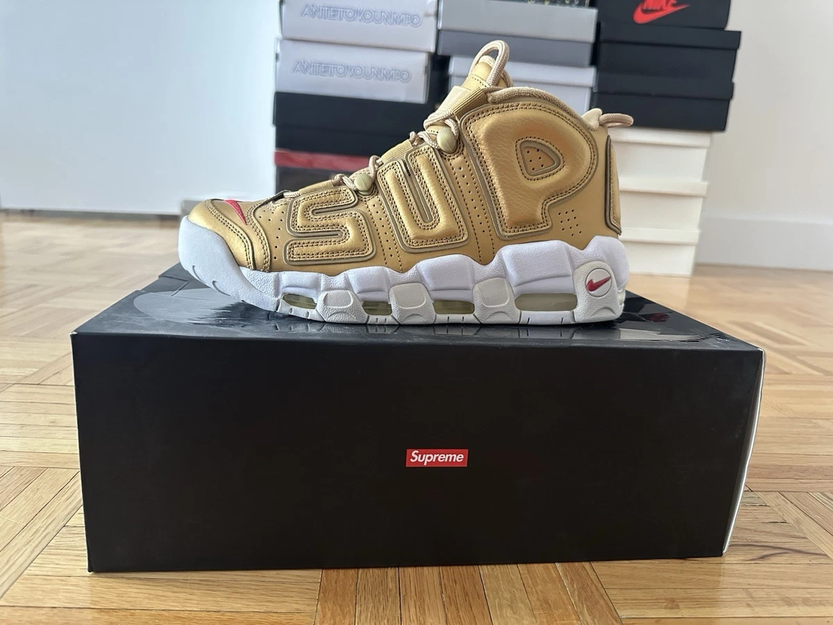 Nike Supreme x Air More Uptempo Metallic Gold for Sale