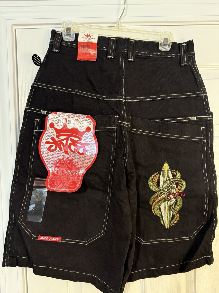 パンツ Private brand Snake Nylon Baggy Shorts Vintage Y2K JNCO Snake Surfboard Jean Shorts Size 31 New NWT