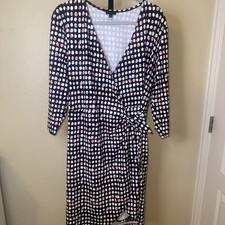 Talbots XL Women’s Dress Split Neck Shift Dress Side Tie EXCELLENT