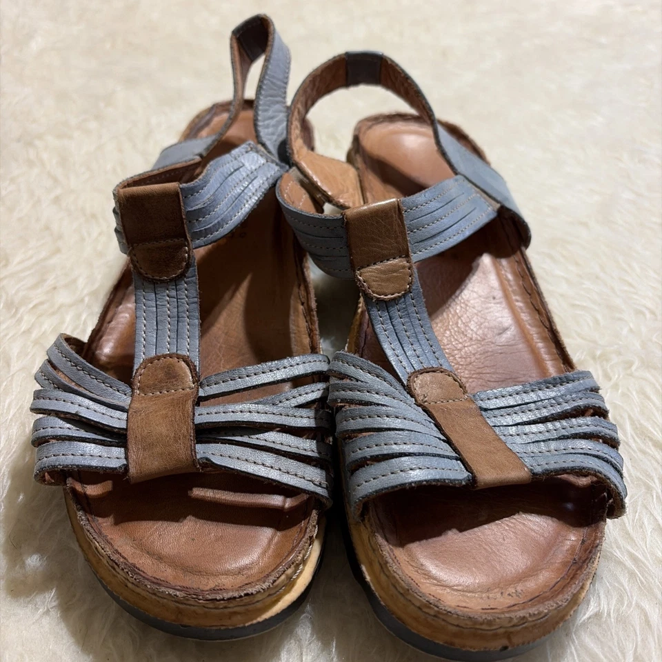 Womens Size 8 1/2(39) Baby Blue Leather Spring Step Strappy Sandals - Image 3 of 4