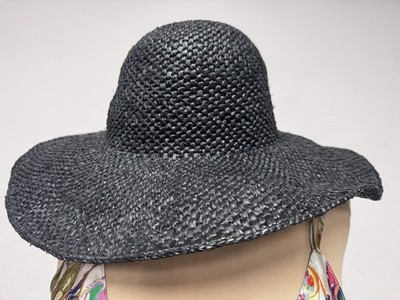 NWT DOEN TAFT BLACK RAFFIA WOVEN HAT