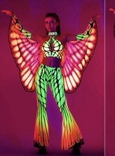Womens Butterfly Costume Set Stretch Neon Win...