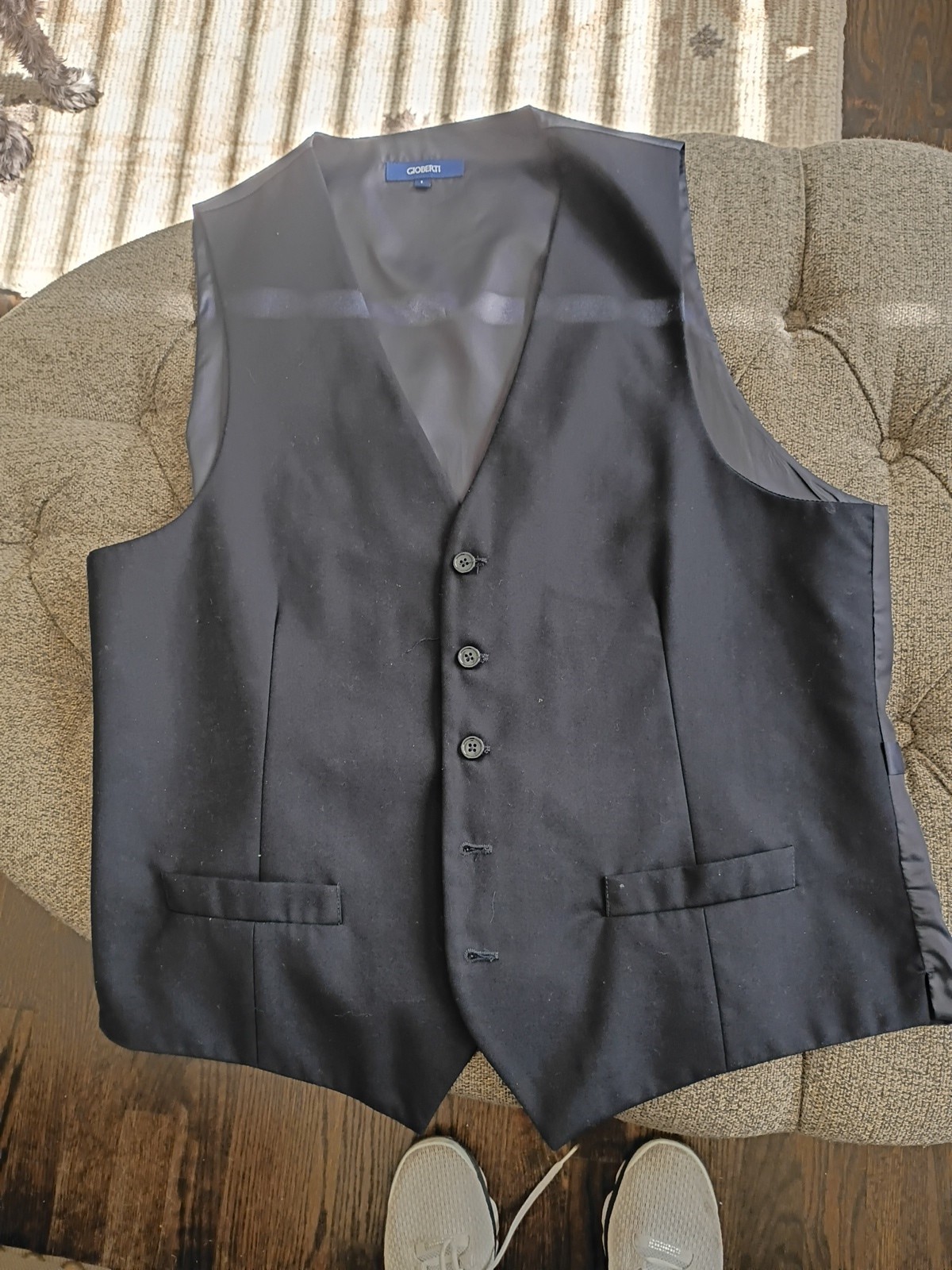 Men's Navy Blue Vest Waistcoat Size Large Solid Navy Blue