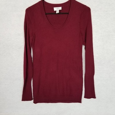 ANN TAYLOR LOFT Women's Soft L/S Scoop Neck Knit Sweater Burgundy Size XS