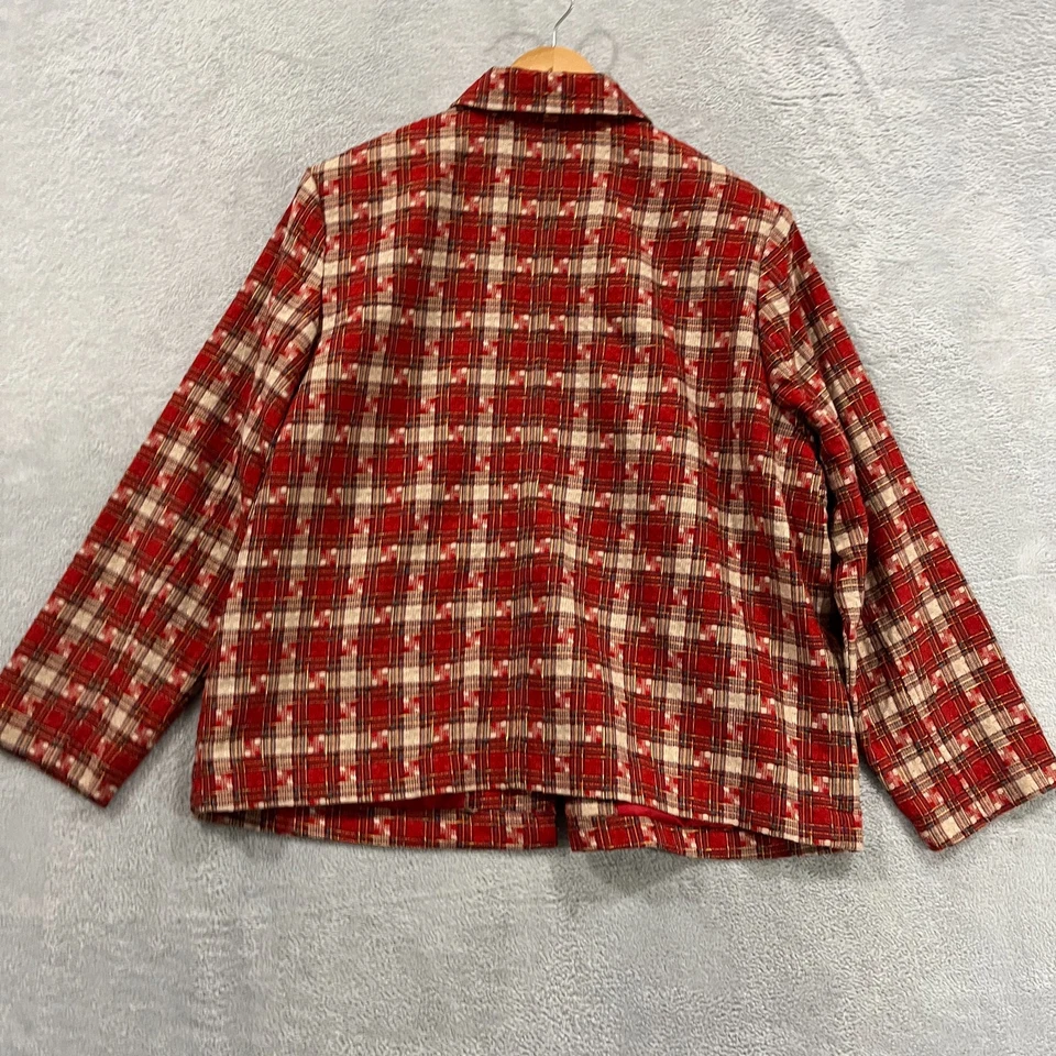 Chaqueta Blazer Vintage Bon Worth Mujer Mediana Pequeña Abotonada a Cuadros Preppy Foto 2 de 4
