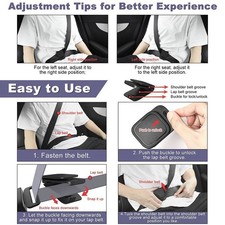 Car Seat Belt Positioner Clip For All Seat Belt Webbing Sizes - 2 Pack