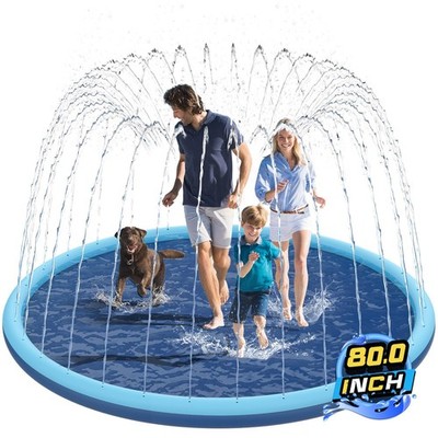 Non-Slip Splash Pad for Kids and Dog, 80'' Extra Large Baby Play 80in, 80in