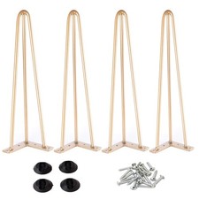 24 Inch Hairpin Table Legs with 1/2" Dia 3-Rods, Heavy Duty Metal Hairpin Fur...