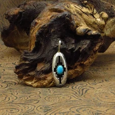 Sterling Silver Southwestern Cross Design Pendant With Turquoise Stone