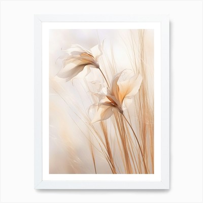 Boho Trockenblumen Paradiesvogel gerahmtes Wandbild Poster Leinwanddruck Bild