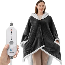 Kozyus Wearable Heated Throw Blanket, Heated Shawl Electric Wrap Poncho with ...