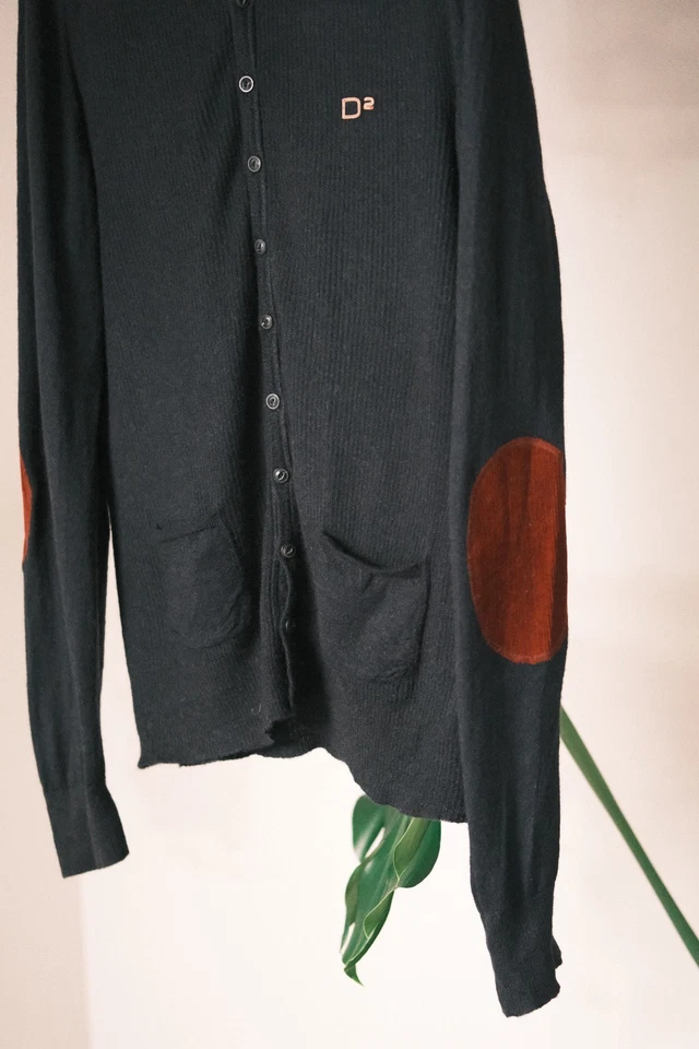 Dsquared2 Men's Dark Grey Mohair & Nylon Knitted Cardigan Size L Made in Italy - Image 3 of 4