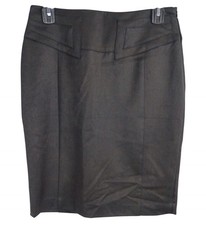 Express Black Pencil Skirt Womens Size 2 High Waist Geometric Yoke Office Career