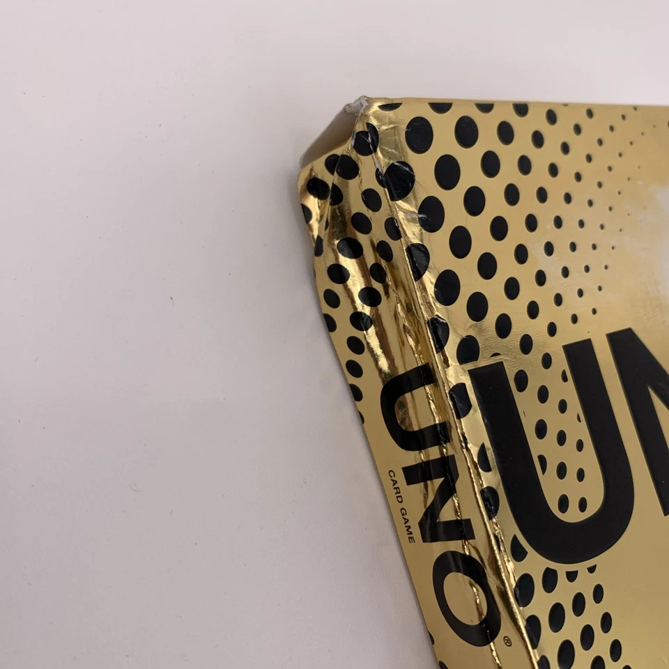 2025 Mattel UNO GOLD Edition Card Game - Premium GOLD Foil Cards Damaged Box - Image 3 of 4