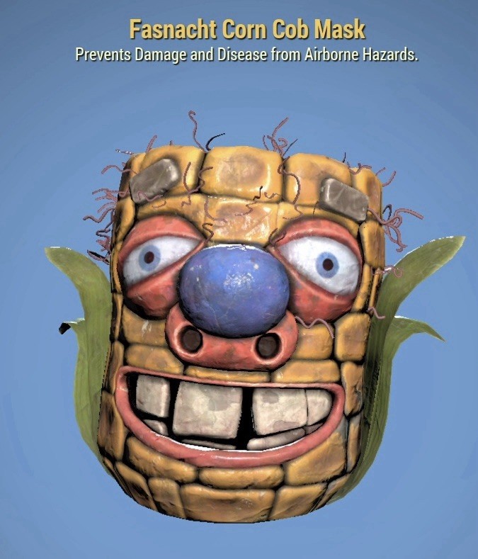 RARE Fallout 76 FO76 XBOX Fasnacht NON Glowing CORN COB Mask FAST