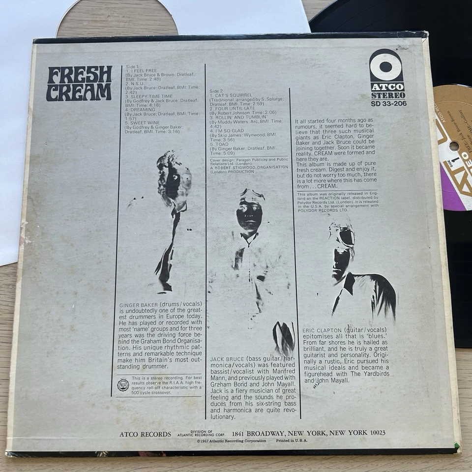 1967 Cream  Fresh Cream Original Monarch Pressing  ATCO  SD 33-206 Nice Copy! Foto 2 de 3