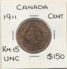 Canada: 1911 King George V One Cent KM-15 UNC 
