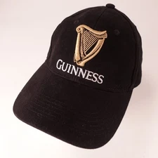 Guinness Hat Baseball Cap Adjustable Strapback Black Gold White Harp Logo