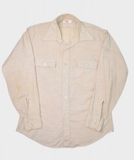 Vintage Levis Shirt Mens Large Khaki Western Bowtie Long Sleeve 70s 80s USA