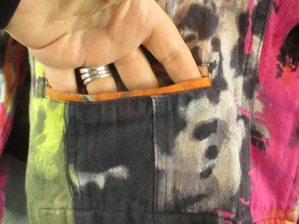 Chaqueta de perejil y salvia para mujer XL multicolor pintura abstracta salpicaduras arte artístico Foto 3 de 4