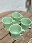 4 Fire King Oven Ware Jadeite Coffee Mugs Cups Vintage