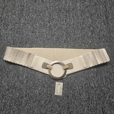 Chico  s Adrienne Stretch Belt 3  Size Small Neutral Bronze Buckle NWT