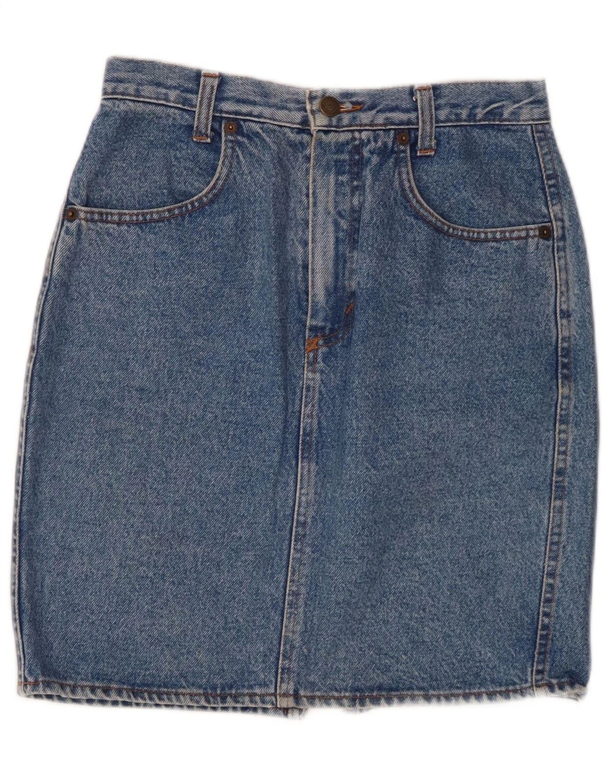 BENETTON Womens High Waist Denim Skirt IT 42 Medium W26 Blue Cotton DF05