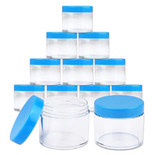 12 Pieces 2Oz/60g/60ml HQ Acrylic Leak Proof Clear Container Jars w/Blue Lid