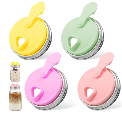 Silicone Mason Jar Drinking Lids for Wide Mouth & Regular Mouth Mason Jars