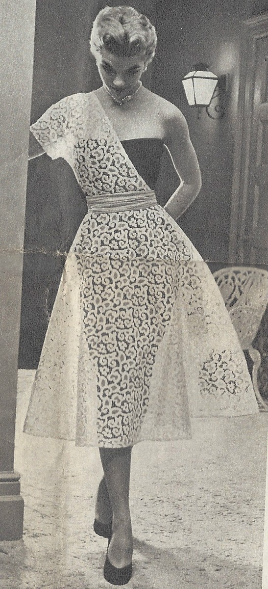 Vintage 1950s Advance Dress Pattern 1 Shoulder Evening Wrap