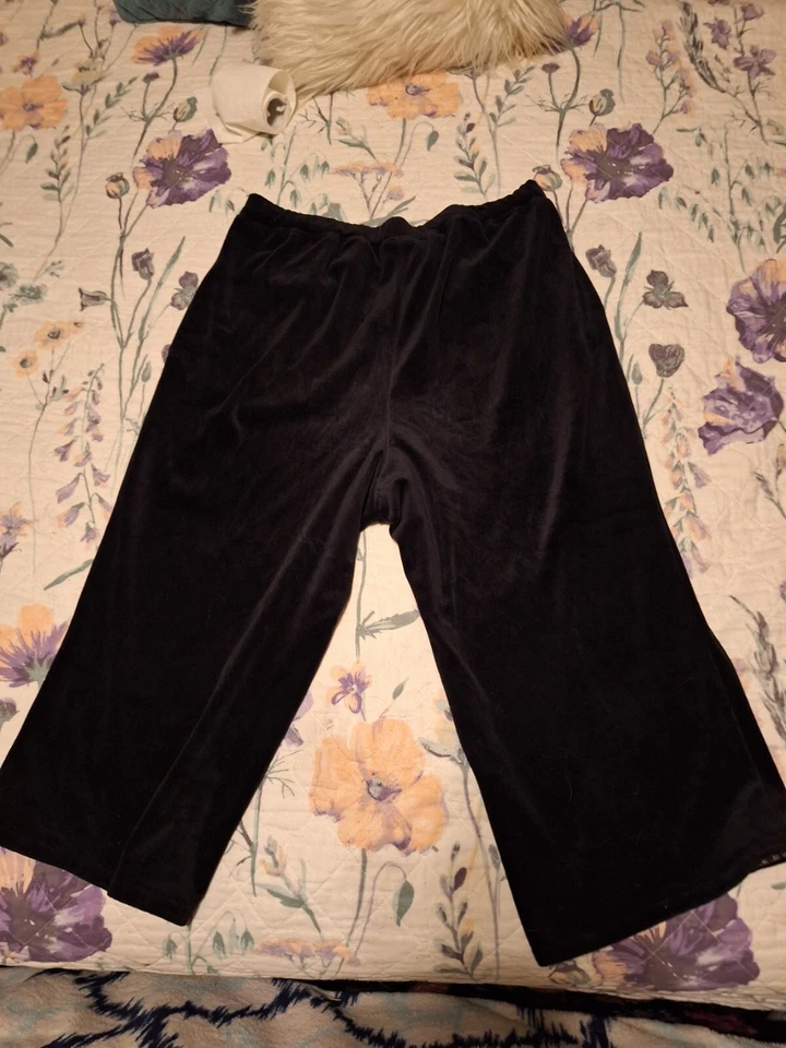 Pantalones para mujer Liz & Me 0XWp 16w pequeños negros informales sudaderas salón terciopelo Foto 3 de 4