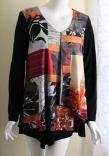 Michael Taylor Sz L Art-to-Wear L/S Funky Floral A-Line Liquid Tunic Shirt Top