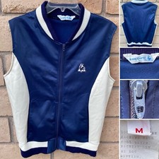 Vintage Le Coq Sportif Track Vest Size M Blue With White Rooster Logo Talon Zip