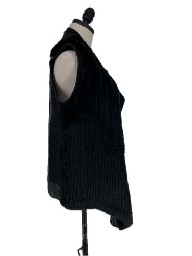 NWOT Vince Draped Wool & Rabbit Fur Sweater Vest Black Size XS - Picture 8 of 12