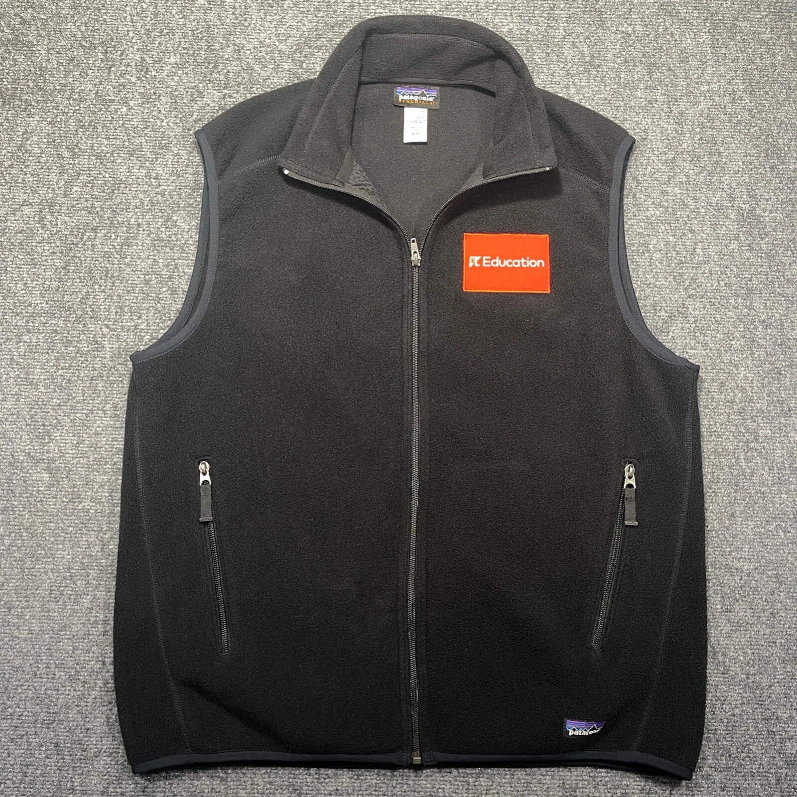 Patagonia Vest Mens Large Black Full Zip Synchilla Zippered Pockets Made in USA
