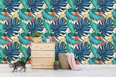 3D Leaves Flora Pattern Self-adhesive Removable Wallpaper Murals 2