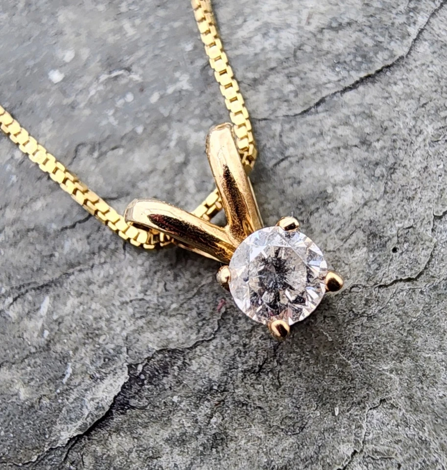 Collar de cadena flotante de diamantes de 0,07 quilates de oro de 14 k,585 con caja de 18" Au 24121 Foto 4 de 4