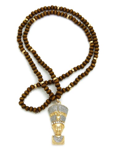 NEW EGYPTIAN SYMBOLS PENDANT & 30" WOODEN BEAD CHAIN HIP HOP NECKLACES - Picture 14 of 33