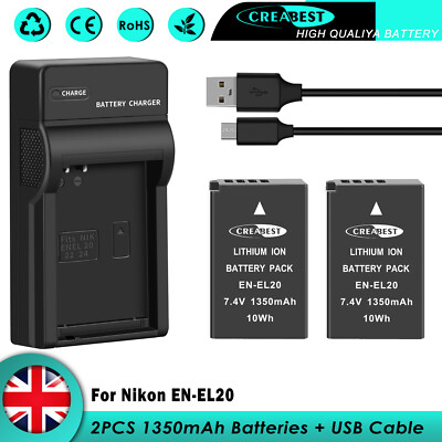 CELLONIC Ladegerät Für Nikon EN-EL20/EL20a Akkus - Mit Display, Für Coolpix P1000, 1 J Serie, Inkl. Kabel