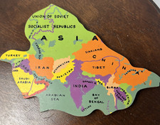 Vintage SIFO's Magnetic Wood Puzzle Piece Asia China India World Map Replacement