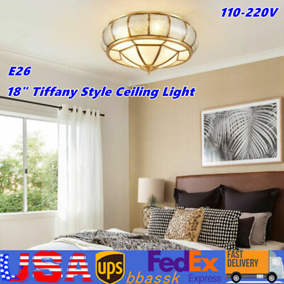 Modern Tiffany Ceiling Lamp Flush Mount Glass Light Fixture Chandeliers 110-220V