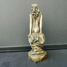 Beautiful Art Deco Sculpture Copper Nude Woman Girl Copper Statue Figures USA