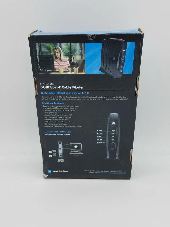 Open Box Motorola SURFboard SB5101u Cable Modem W/ Power Cord And Ethernet Cable - Image 4 of 4