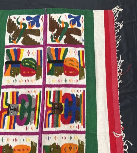 MANTA/ALFOMBRA TEJIDA Arte Popular MEXICANO Azteca - Imagen 15 de 22