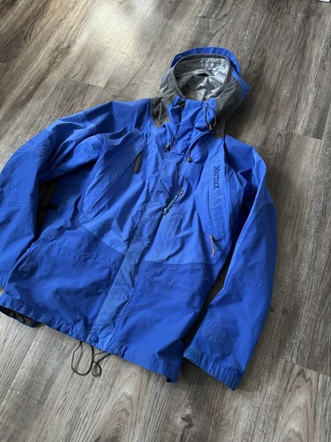 Marmot Gore XCR Rain Jacket Mens Large Blue Hooded Vented Raincoat Outdoors - Picture 2 of 11