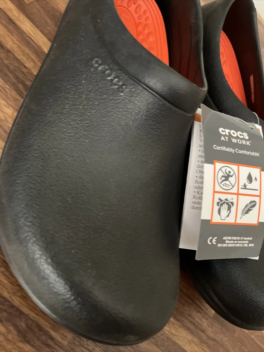 Crocs On The Clock Work Slip On Black Dual Comfort Slip Resistant Shoes Size W 9