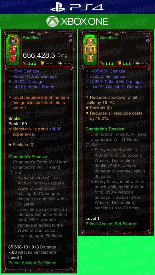 Diablo 3 - Bundle 5x Modded Primal - 95% RR + 95% CDR - Per PS4, Xbox One, Switch, PS5
