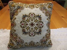 Vintage Pillow Cover Tapestry Velvet Scrolls Floral 1960s See Pics EVC 11 x 12