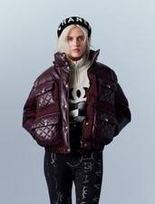 NWT CHANEL 2022 Coco Neige 22N Zip-up Cashmere Cardigan, Black/White FR 36, US 4