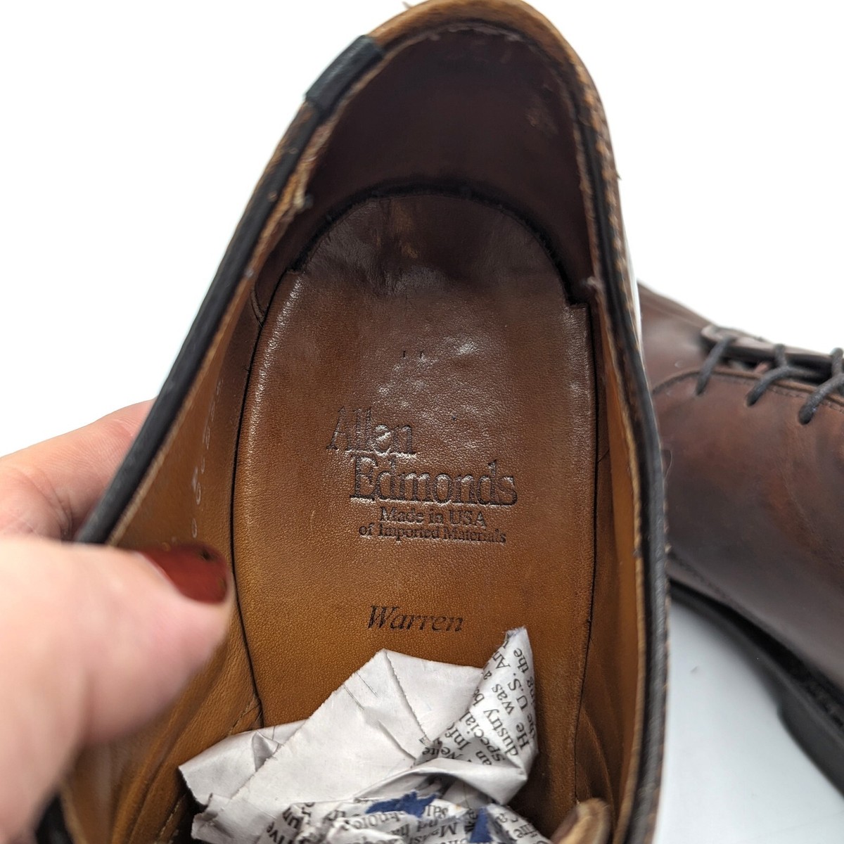 Allen Edmonds Warren Sz 8 D Brown Oxford Leather Pinch  display picture 1